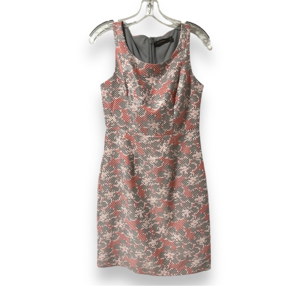 The Limited Gray Red Digital Pixel Floral Sheath Dress Womens Size 4 Career Chic